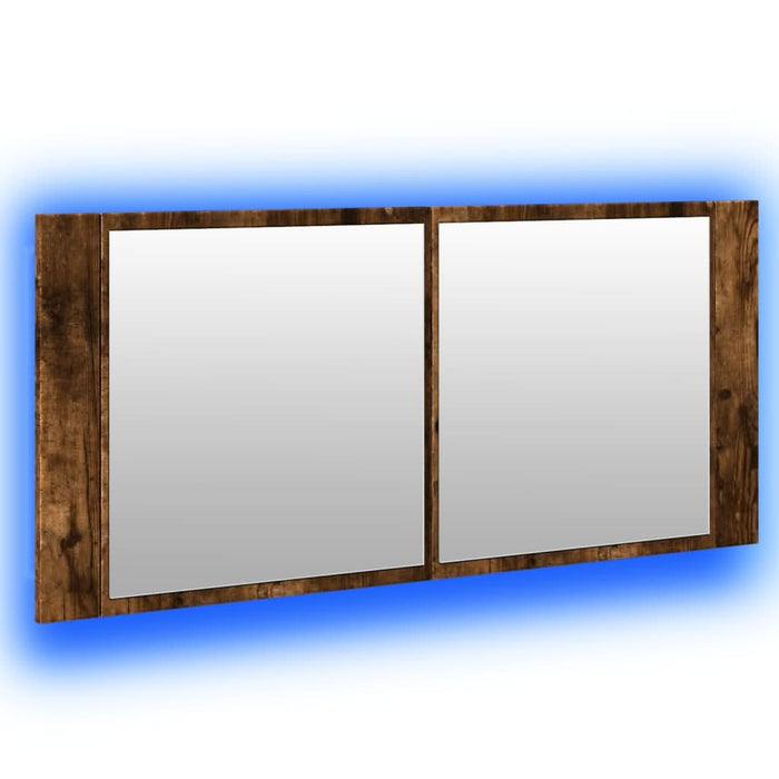 Dulap de baie cu oglindă și LED, stejar fumuriu, 100x12x45 cm - WALTI WALTI
