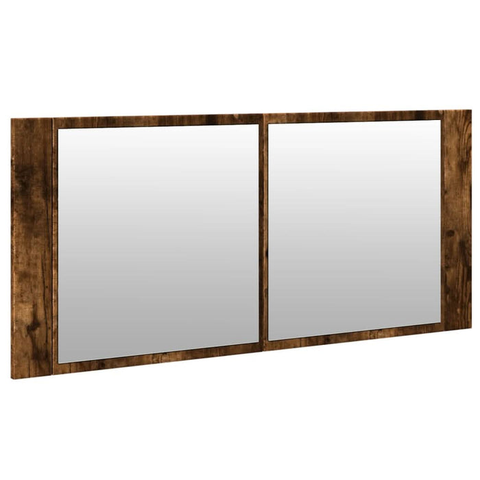 Dulap de baie cu oglindă și LED, stejar fumuriu, 100x12x45 cm - WALTI WALTI