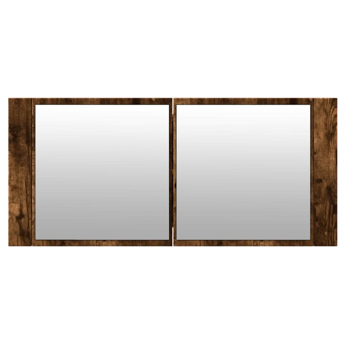 Dulap de baie cu oglindă și LED, stejar fumuriu, 100x12x45 cm - WALTI WALTI