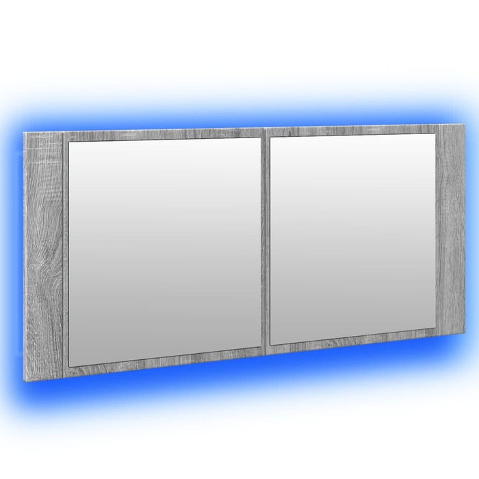 Dulap de baie cu oglindă și LED, gri sonoma, 100x12x45 cm - WALTI WALTI