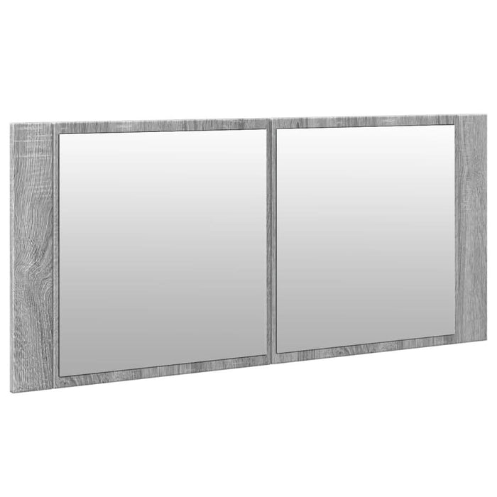 Dulap de baie cu oglindă și LED, gri sonoma, 100x12x45 cm - WALTI WALTI