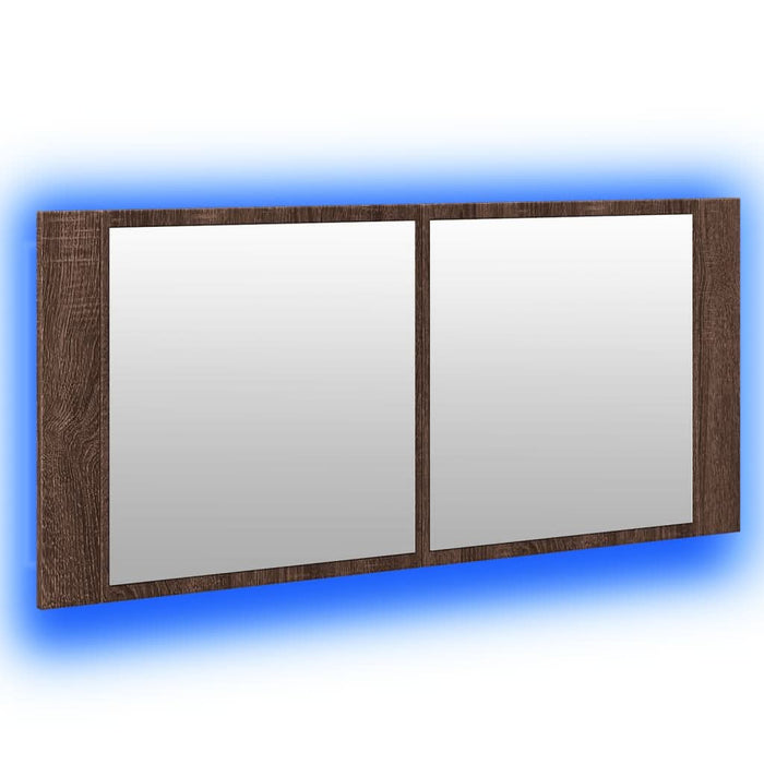 Dulap de baie cu oglindă și LED, stejar maro, 100x12x45 cm - WALTI WALTI