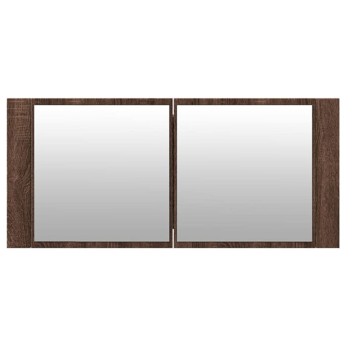 Dulap de baie cu oglindă și LED, stejar maro, 100x12x45 cm - WALTI WALTI