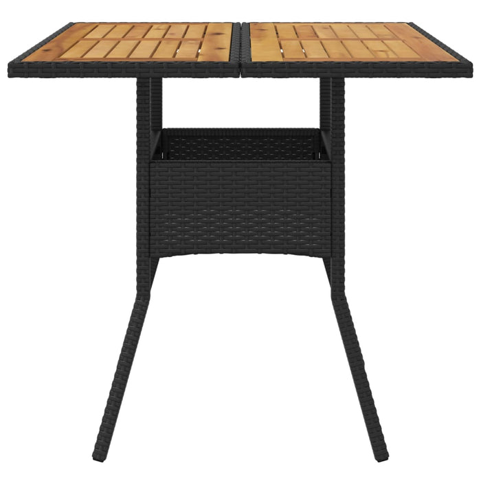 Masă grădină, blat din lemn acacia, negru 80x80x75 cm poliratan - WALTI WALTI
