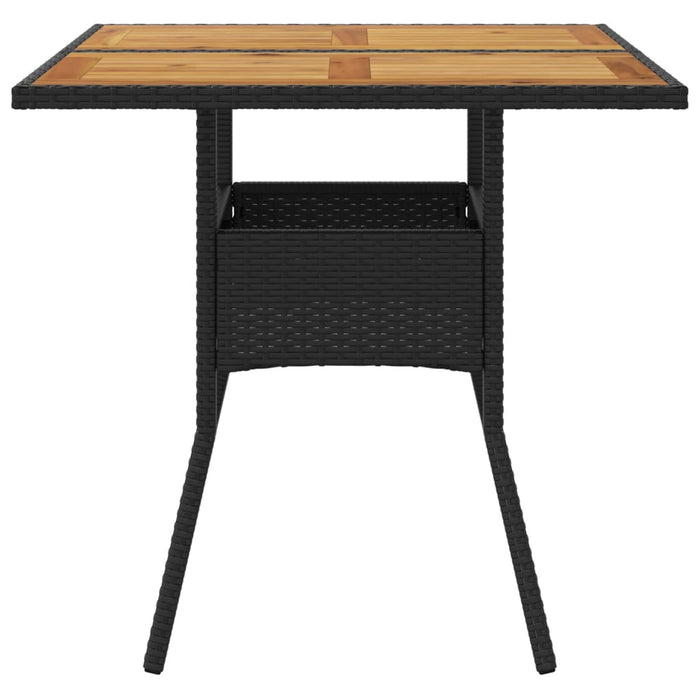 Masă grădină, blat din lemn acacia, negru 80x80x75 cm poliratan - WALTI WALTI