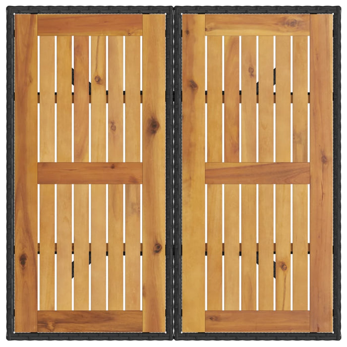 Masă grădină, blat din lemn acacia, negru 80x80x75 cm poliratan - WALTI WALTI