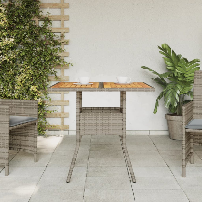 Masă grădină, blat din lemn acacia gri 80x80x75 cm poliratan - WALTI WALTI