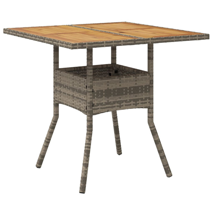 Masă grădină, blat din lemn acacia gri 80x80x75 cm poliratan - WALTI WALTI