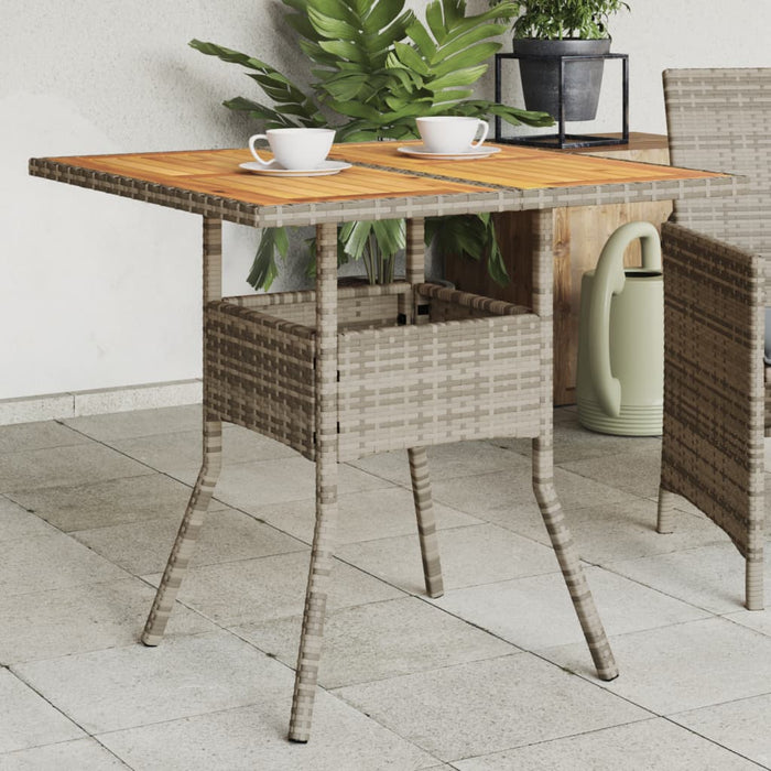 Masă grădină, blat din lemn acacia gri 80x80x75 cm poliratan - WALTI WALTI
