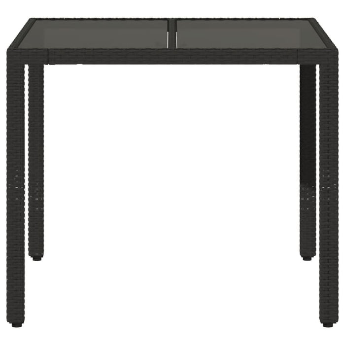 Masă grădină cu blat din sticlă, negru, 90x90x75 cm, poliratan - WALTI WALTI