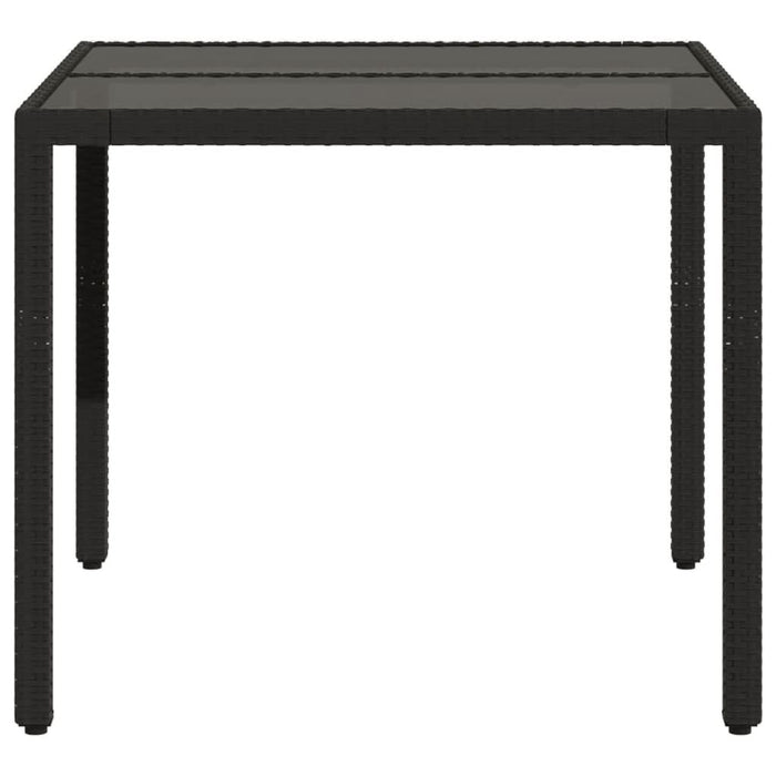 Masă grădină cu blat din sticlă, negru, 90x90x75 cm, poliratan - WALTI WALTI