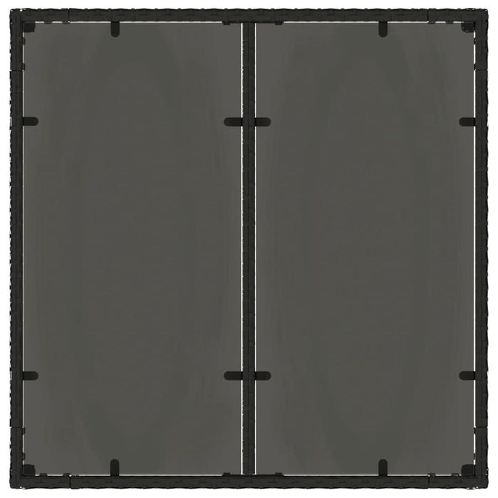 Masă grădină cu blat din sticlă, negru, 90x90x75 cm, poliratan - WALTI WALTI