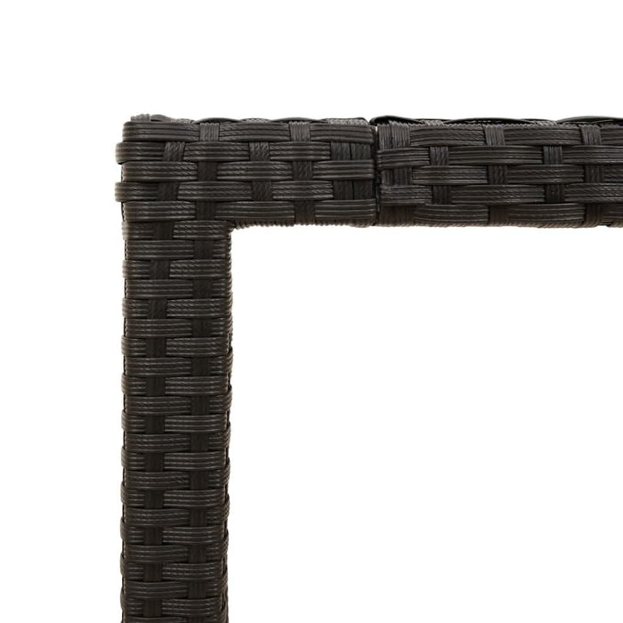 Masă grădină cu blat din sticlă, negru, 90x90x75 cm, poliratan - WALTI WALTI