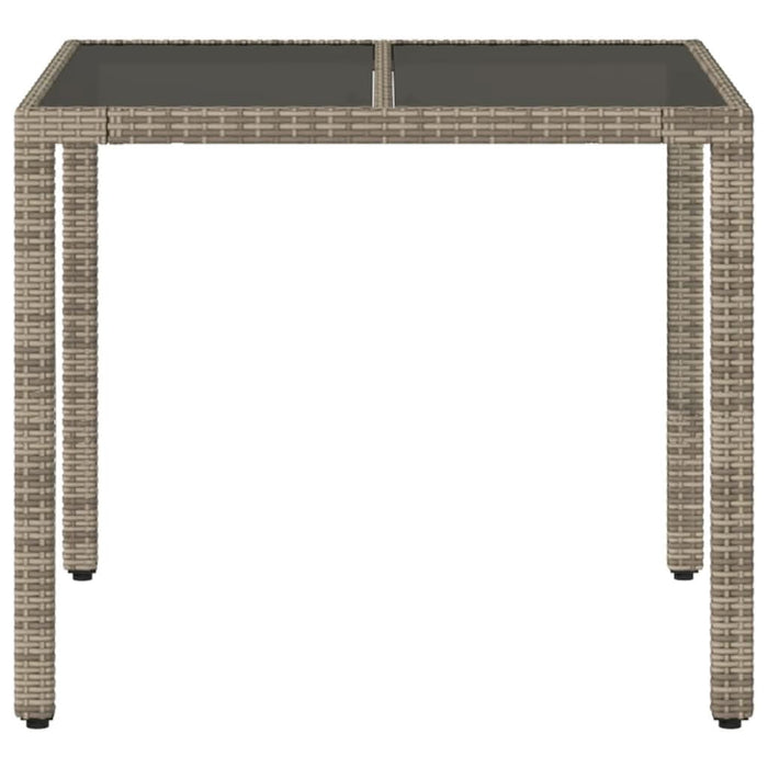 Masă de grădină cu blat din sticlă, gri, 90x90x75 cm, poliratan - WALTI WALTI