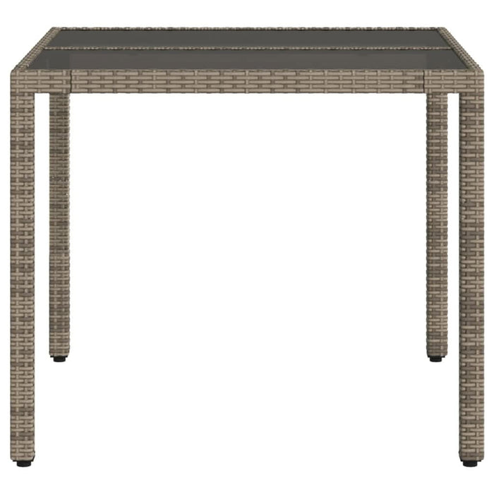 Masă de grădină cu blat din sticlă, gri, 90x90x75 cm, poliratan - WALTI WALTI
