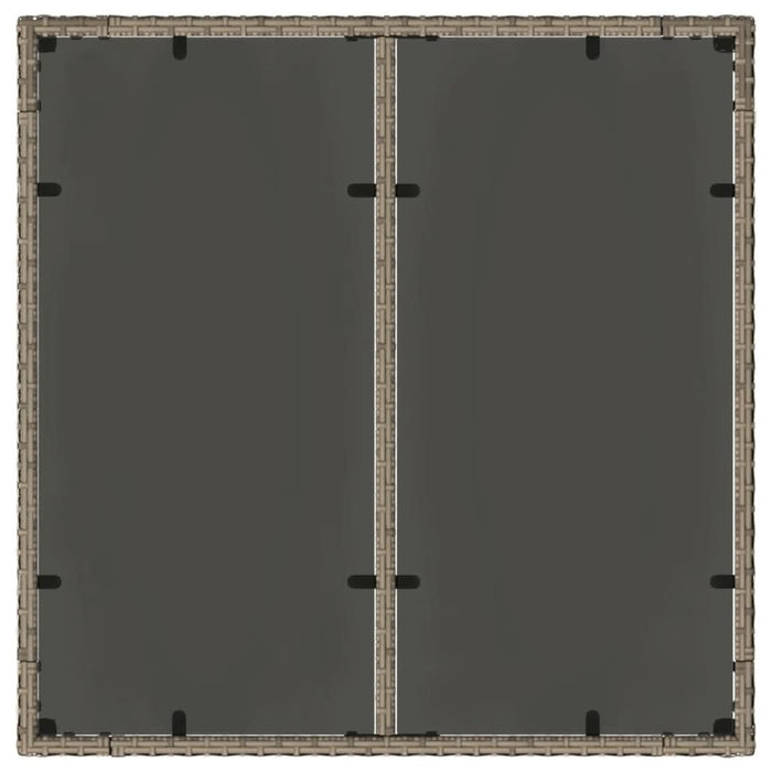 Masă de grădină cu blat din sticlă, gri, 90x90x75 cm, poliratan - WALTI WALTI