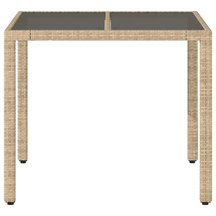 Masă grădină cu blat din sticlă, bej, 90x90x75 cm, poliratan - WALTI WALTI