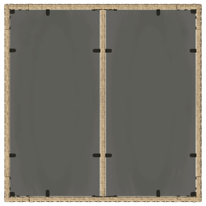Masă grădină cu blat din sticlă, bej, 90x90x75 cm, poliratan - WALTI WALTI