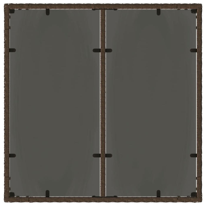 Masă de grădină cu blat din sticlă, maro, 90x90x75cm, poliratan - WALTI WALTI