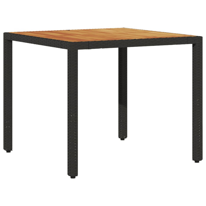 Masă grădină, blat din lemn acacia, negru 90x90x75 cm poliratan - WALTI WALTI