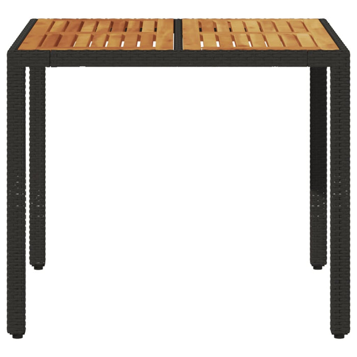 Masă grădină, blat din lemn acacia, negru 90x90x75 cm poliratan - WALTI WALTI