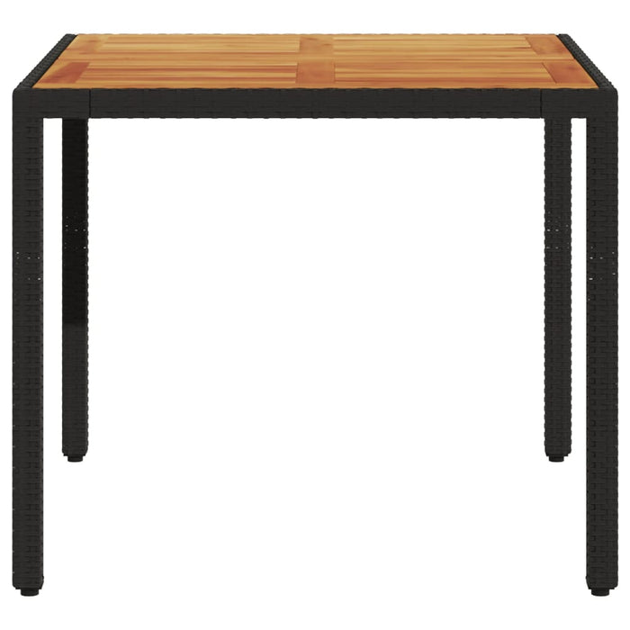 Masă grădină, blat din lemn acacia, negru 90x90x75 cm poliratan - WALTI WALTI