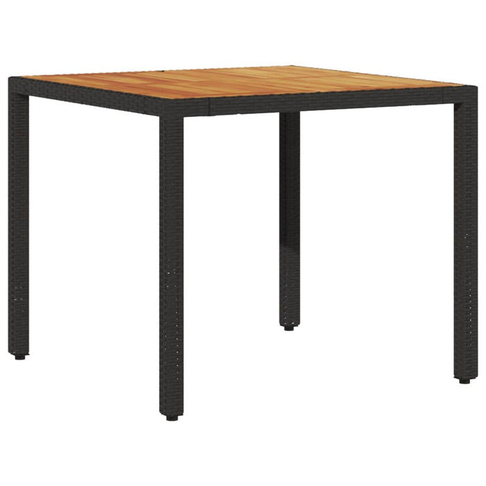 Masă grădină, blat din lemn acacia, negru 90x90x75 cm poliratan - WALTI WALTI