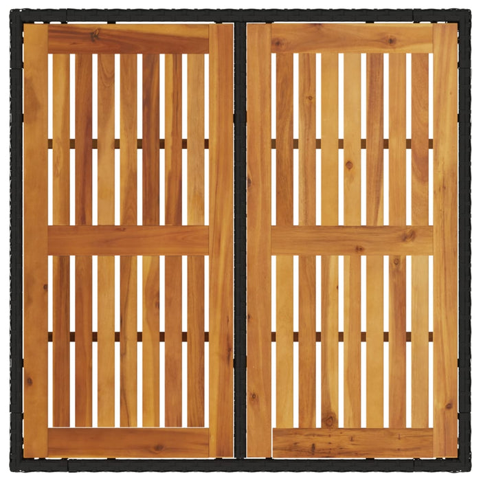 Masă grădină, blat din lemn acacia, negru 90x90x75 cm poliratan - WALTI WALTI