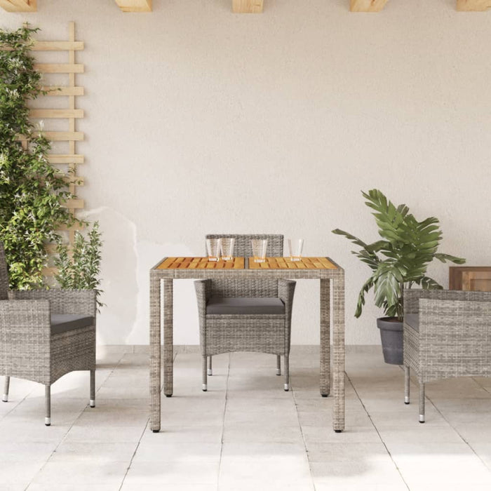 Masă grădină, blat din lemn acacia gri 90x90x75 cm poliratan - WALTI WALTI