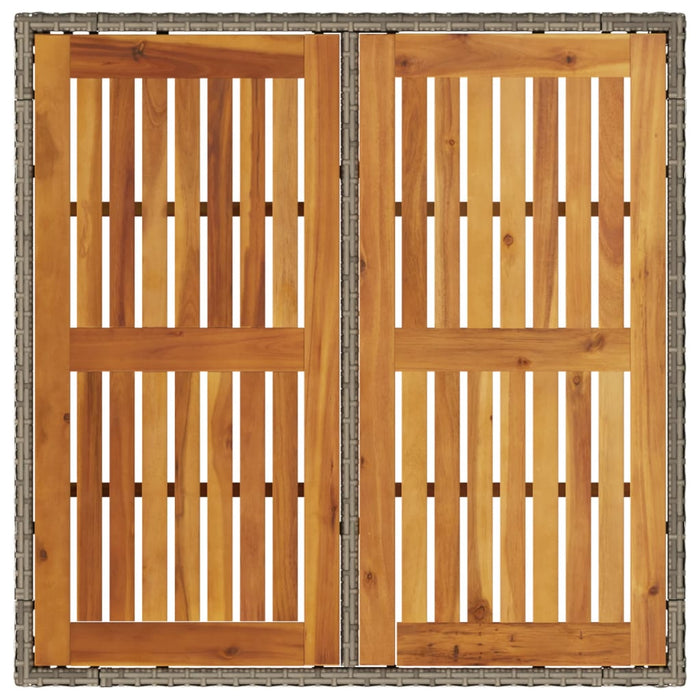 Masă grădină, blat din lemn acacia gri 90x90x75 cm poliratan - WALTI WALTI