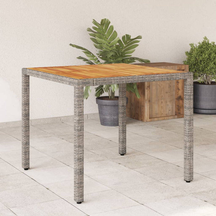 Masă grădină, blat din lemn acacia gri 90x90x75 cm poliratan - WALTI WALTI