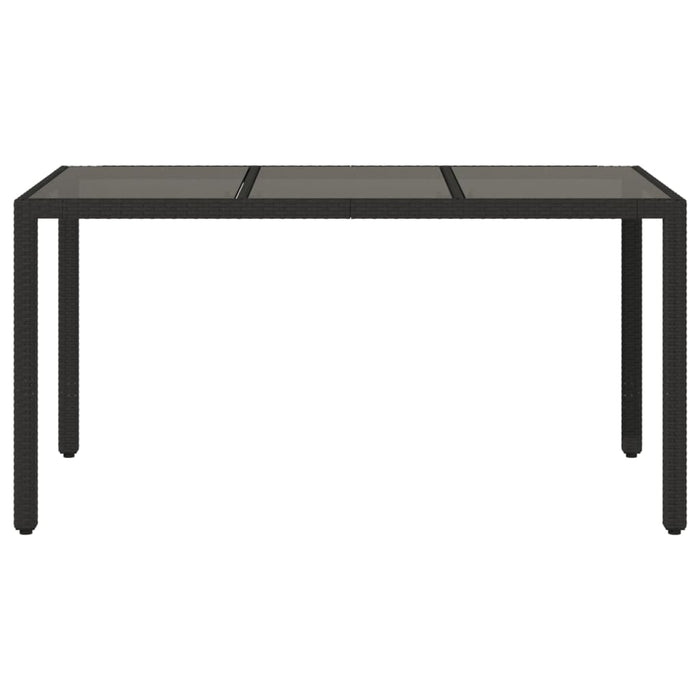Masă grădină cu blat din sticlă, negru, 150x90x75 cm, poliratan - WALTI WALTI