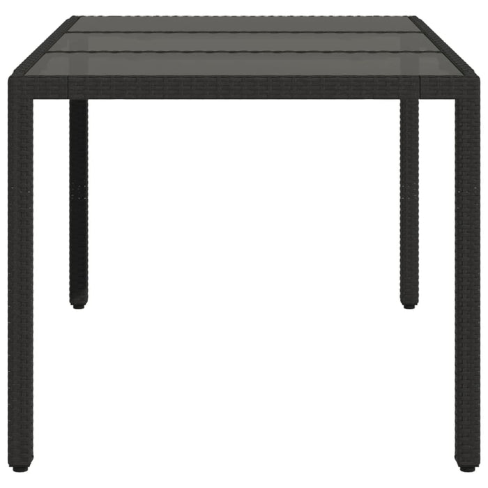 Masă grădină cu blat din sticlă, negru, 150x90x75 cm, poliratan - WALTI WALTI