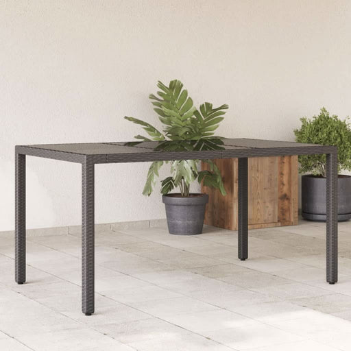 Masă grădină cu blat din sticlă, negru, 150x90x75 cm, poliratan - WALTI WALTI