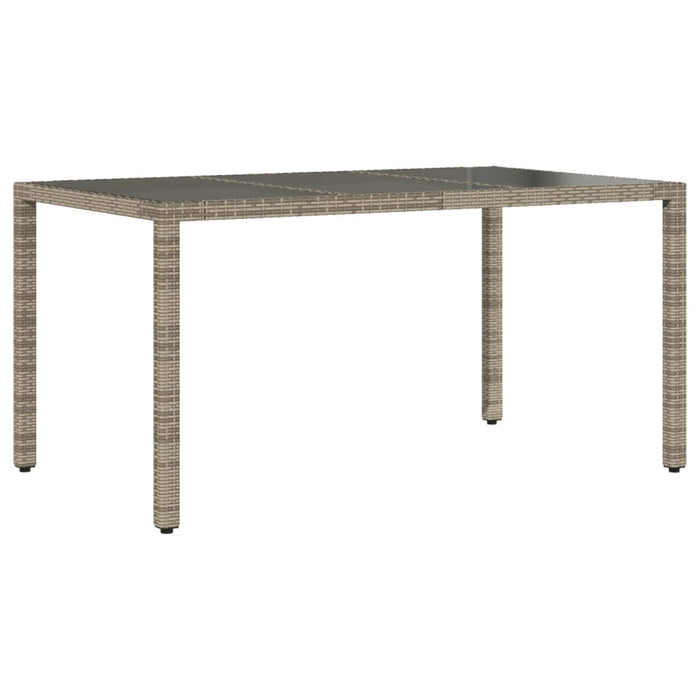 Masă de grădină cu blat din sticlă gri, 150x90x75 cm, poliratan - WALTI WALTI