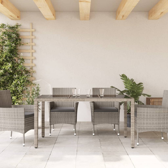 Masă de grădină cu blat din sticlă gri, 150x90x75 cm, poliratan - WALTI WALTI