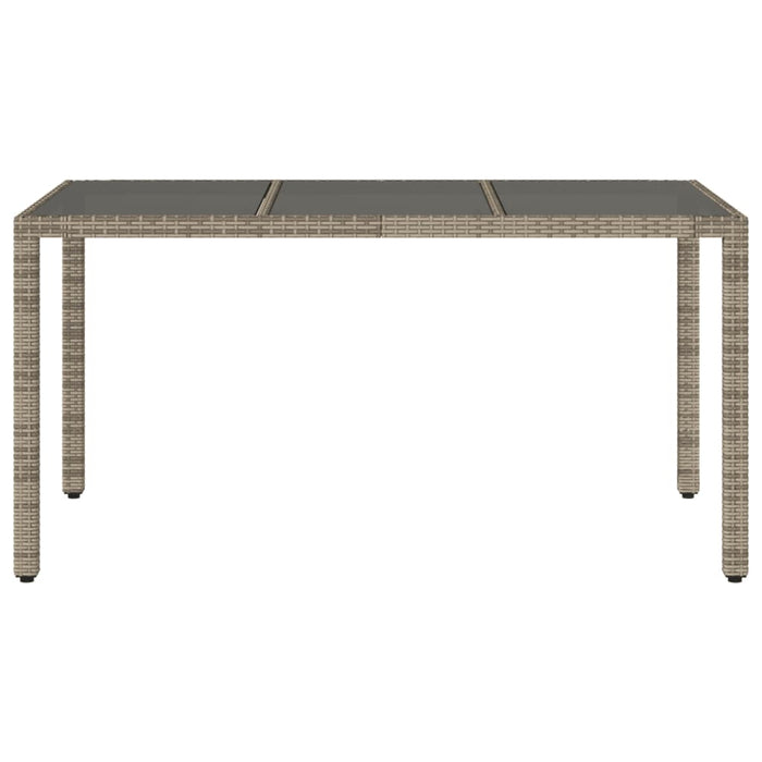 Masă de grădină cu blat din sticlă gri, 150x90x75 cm, poliratan - WALTI WALTI
