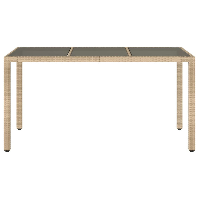 Masă grădină cu blat din sticlă, bej, 150x90x75 cm, poliratan - WALTI WALTI