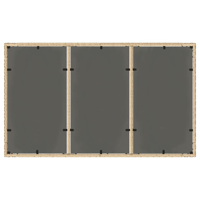 Masă grădină cu blat din sticlă, bej, 150x90x75 cm, poliratan - WALTI WALTI