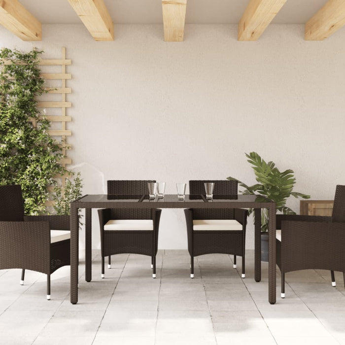Masă de grădină cu blat din sticlă maro 150x90x75 cm, poliratan - WALTI WALTI