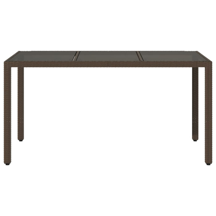 Masă de grădină cu blat din sticlă maro 150x90x75 cm, poliratan - WALTI WALTI