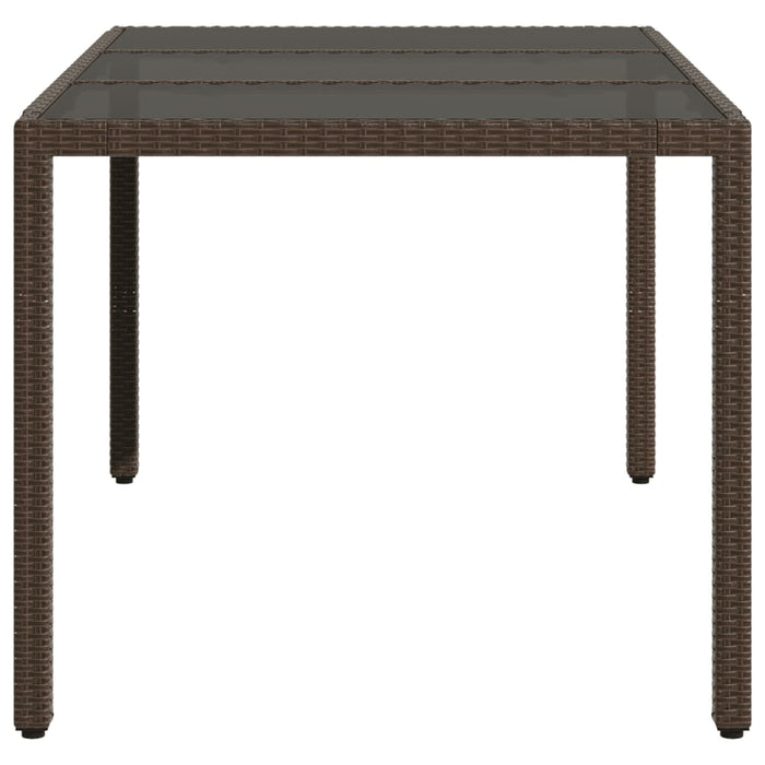 Masă de grădină cu blat din sticlă maro 150x90x75 cm, poliratan - WALTI WALTI