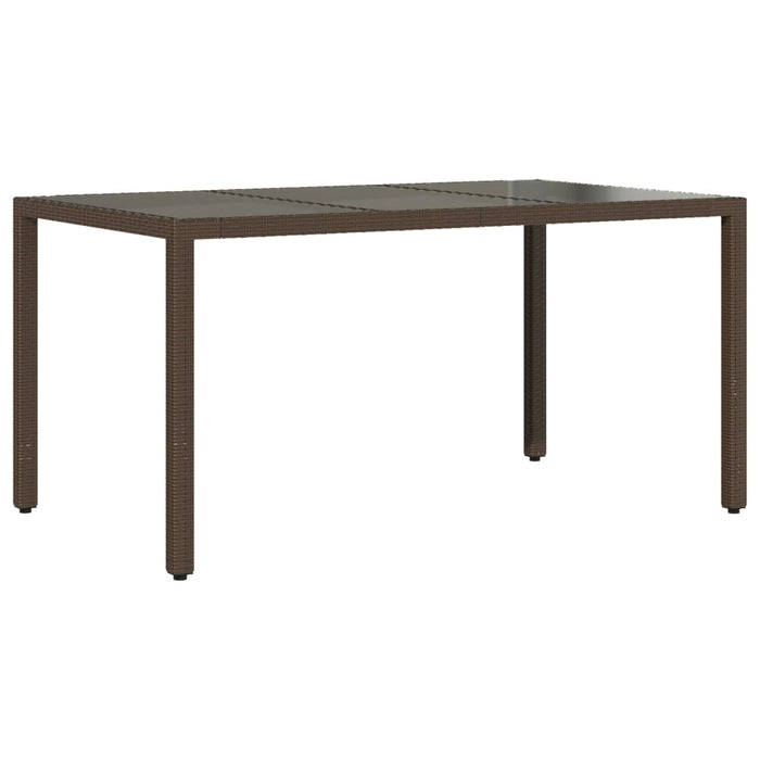 Masă de grădină cu blat din sticlă maro 150x90x75 cm, poliratan - WALTI WALTI