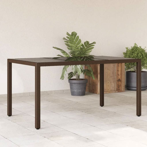 Masă de grădină cu blat din sticlă maro 150x90x75 cm, poliratan - WALTI WALTI