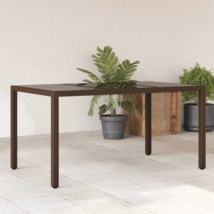 Masă de grădină cu blat din sticlă maro 150x90x75 cm, poliratan - WALTI WALTI