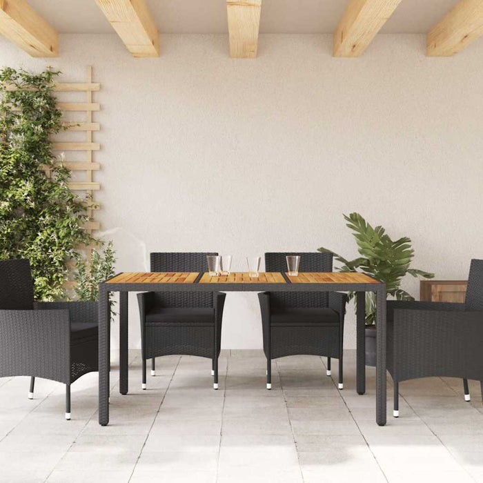 Masă grădină, blat din lemn acacia negru 150x90x75 cm poliratan - WALTI WALTI