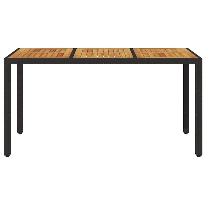Masă grădină, blat din lemn acacia negru 150x90x75 cm poliratan - WALTI WALTI