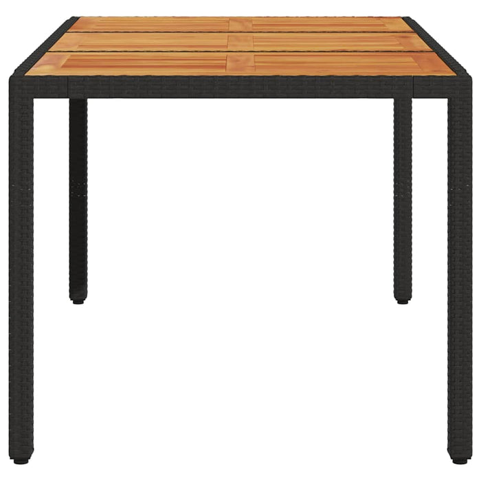 Masă grădină, blat din lemn acacia negru 150x90x75 cm poliratan - WALTI WALTI