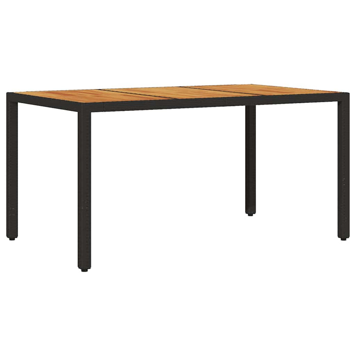 Masă grădină, blat din lemn acacia negru 150x90x75 cm poliratan - WALTI WALTI
