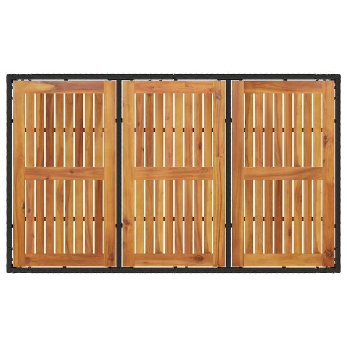 Masă grădină, blat din lemn acacia negru 150x90x75 cm poliratan - WALTI WALTI
